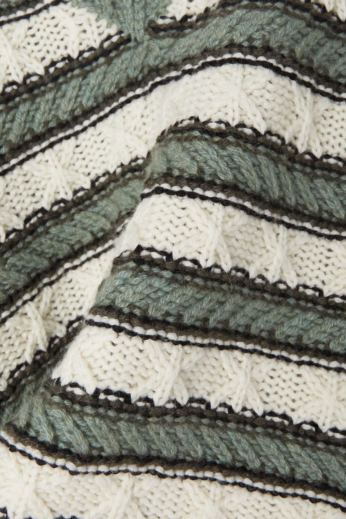 Cable-knit cotton-trimmed cashmere sweater - 5