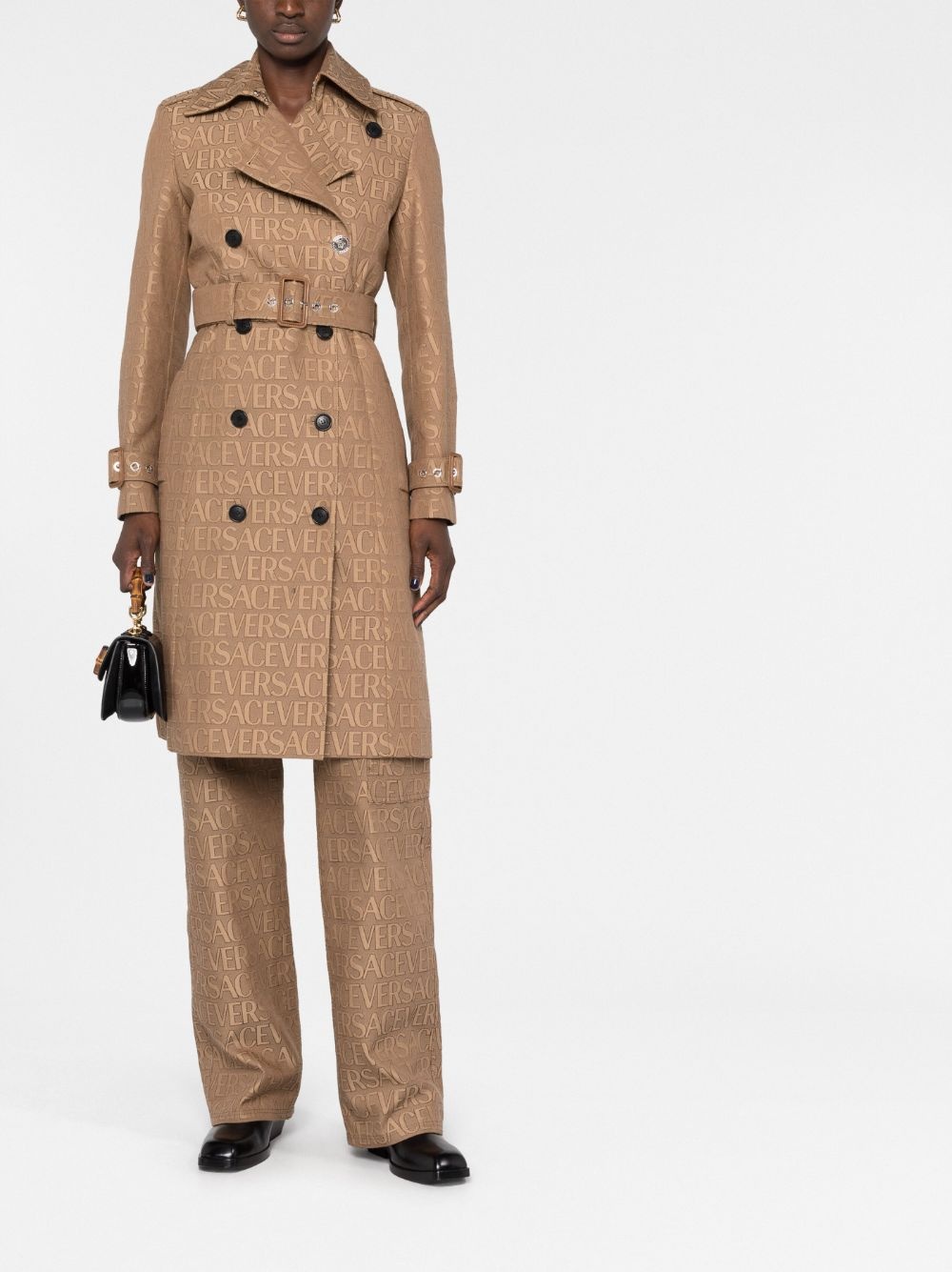 Versace Allover-jacquard trench coat - 2