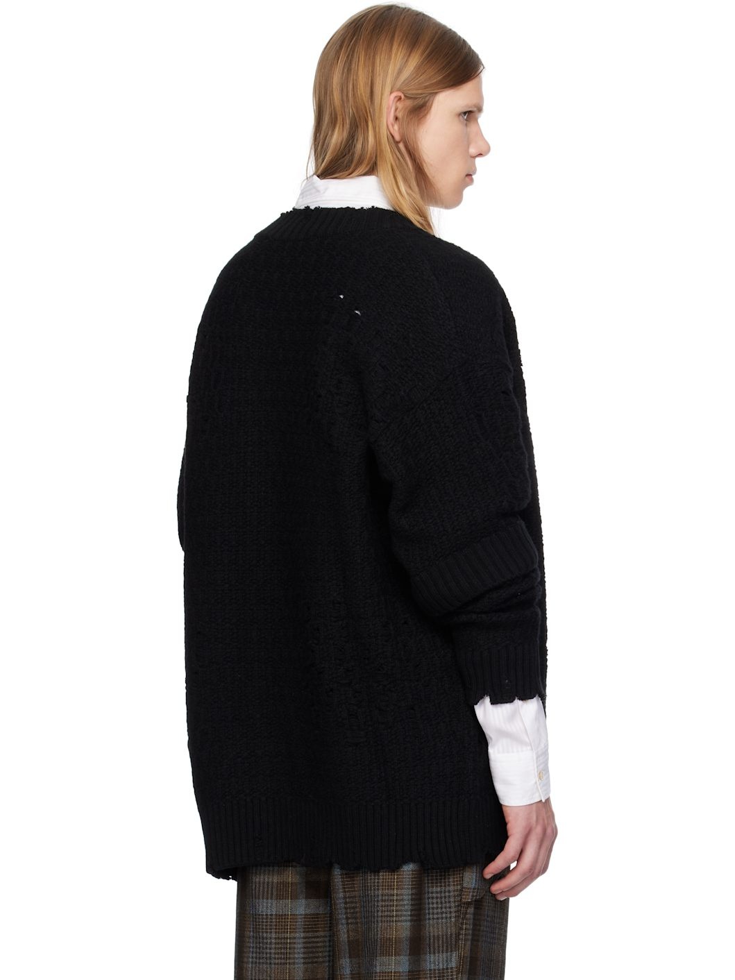 Black Roghen Wool Long Cardigan - 3