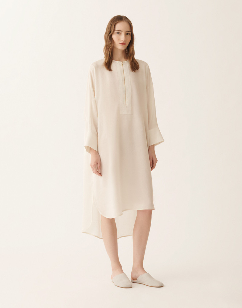 Fluid midi dress in cream 3