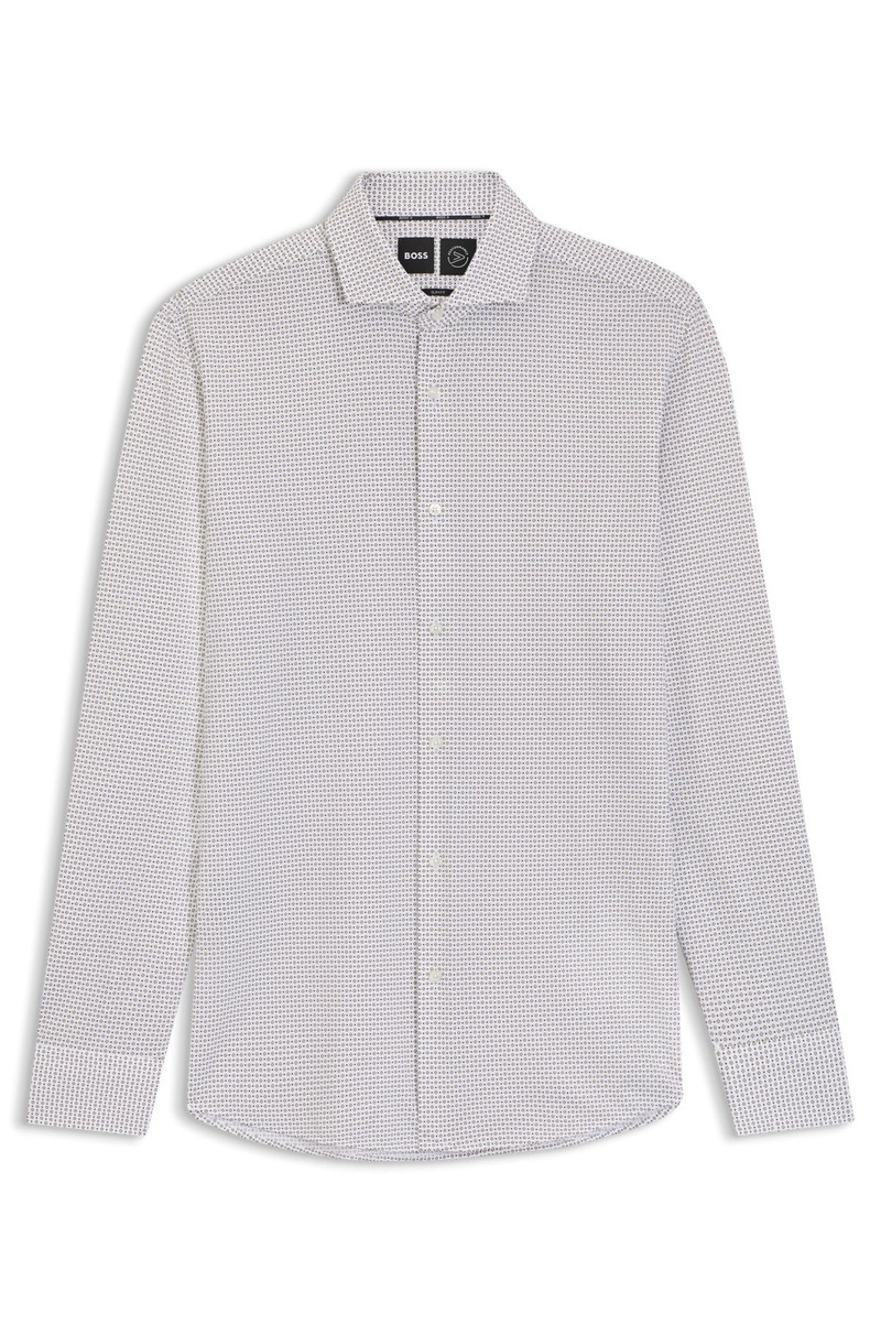 PRINTED SLIM-FIT SHIRT IN ITALIAN-MADE PERFORMANCE-STRETCH JERSEY 1