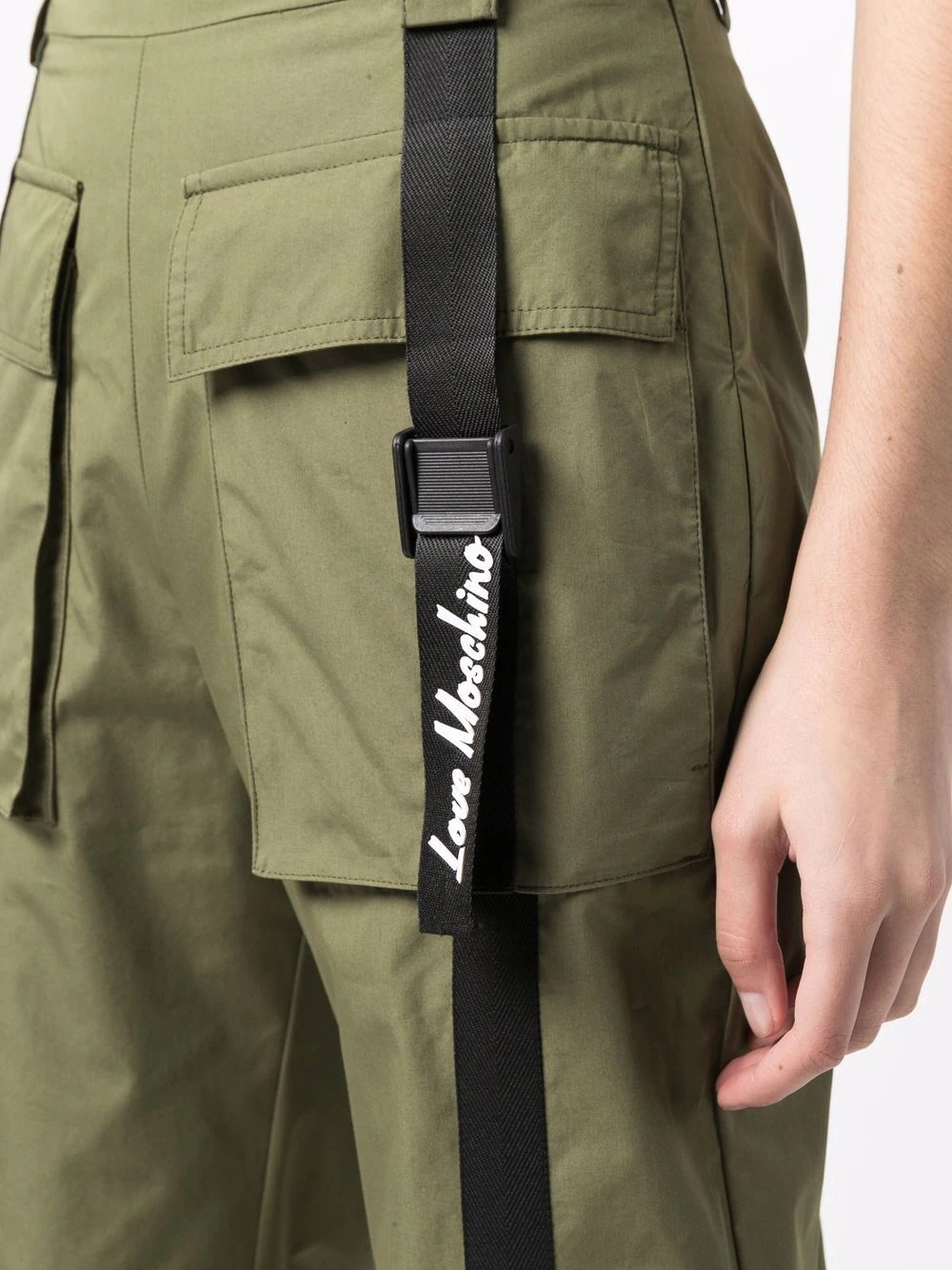 flap-pockets cotton-blend parachute trousers - 5