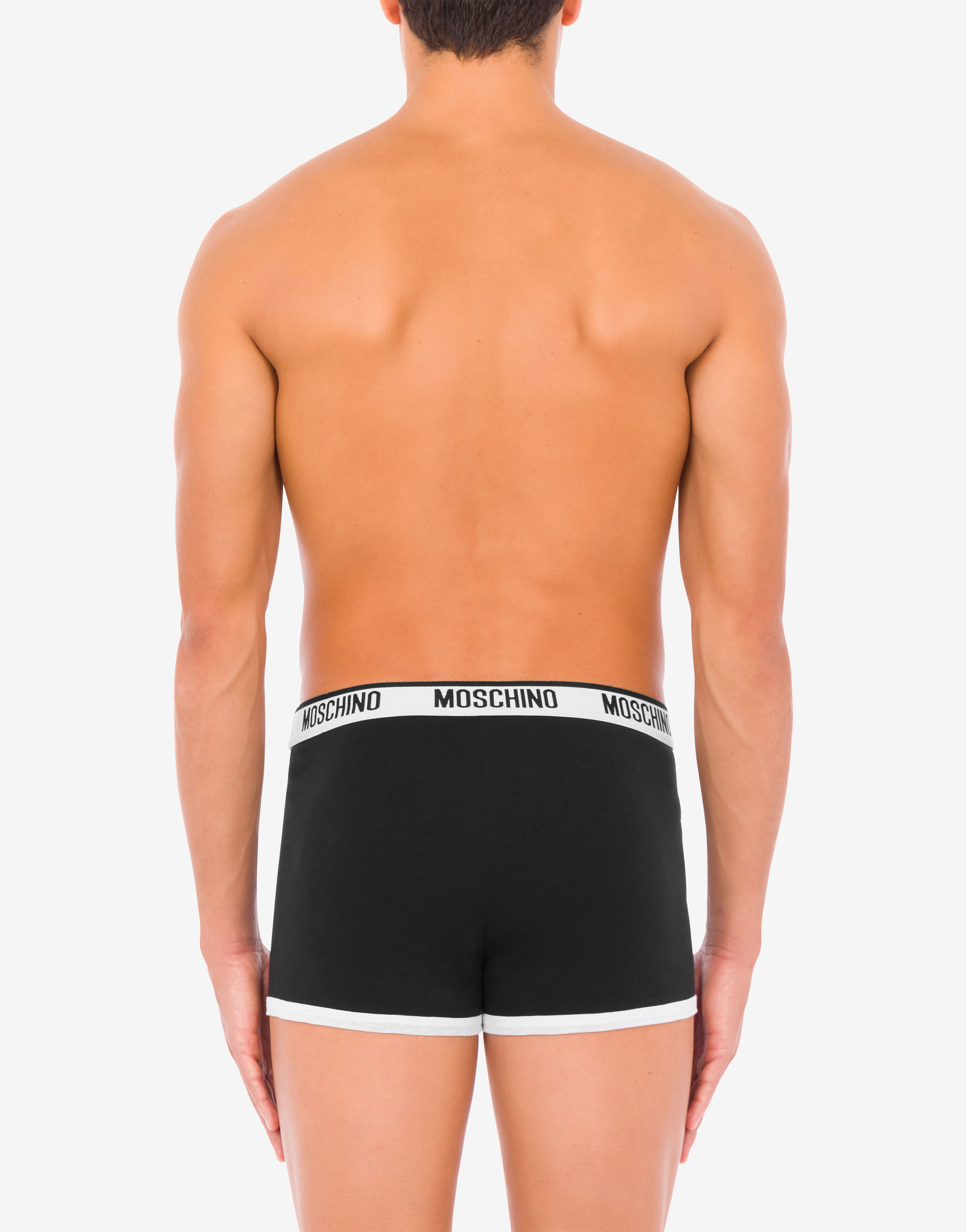 BLACK & WHITE STRETCH JERSEY BOXERS - 3