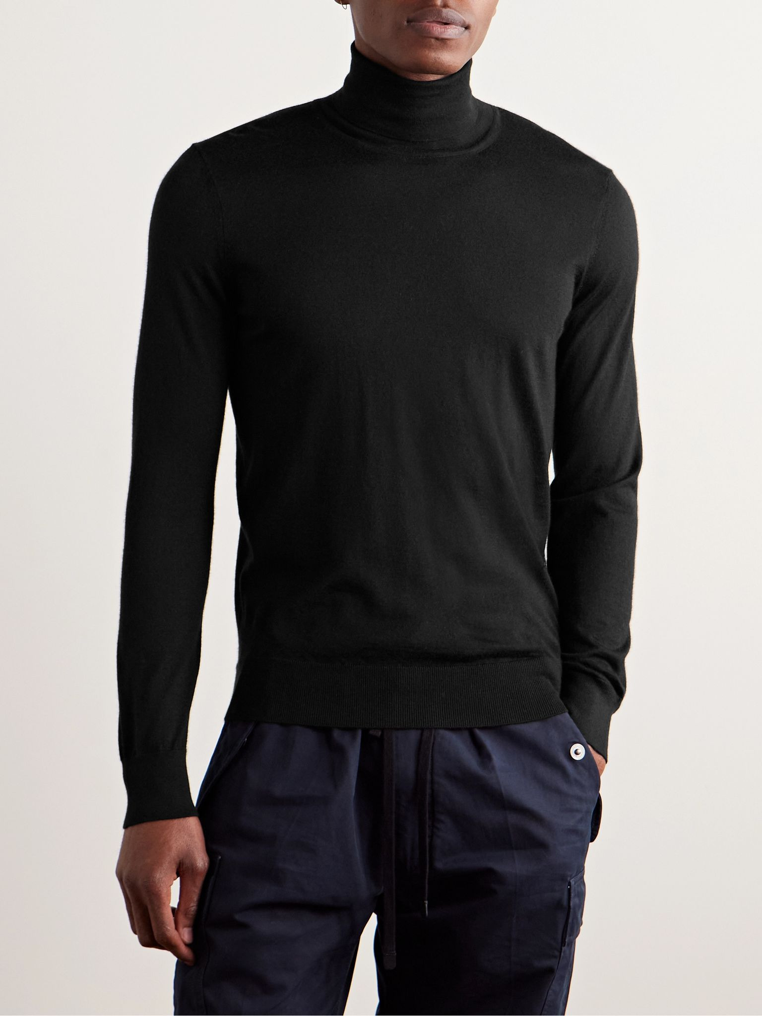 Cashmere and Silk-Blend Rollneck Sweater Black - 3