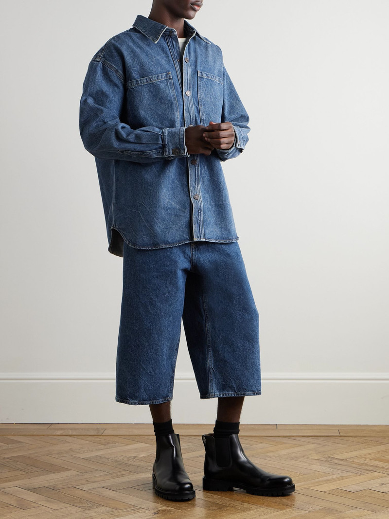 AGOLDE Beesley Straight-Leg Denim Shorts Blue outlook