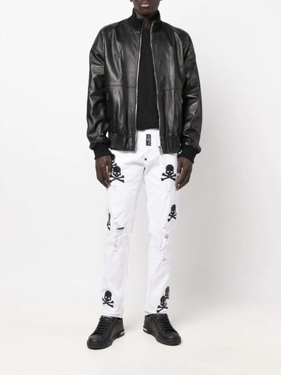 PHILIPP PLEIN skull-patch straight-leg jeans outlook