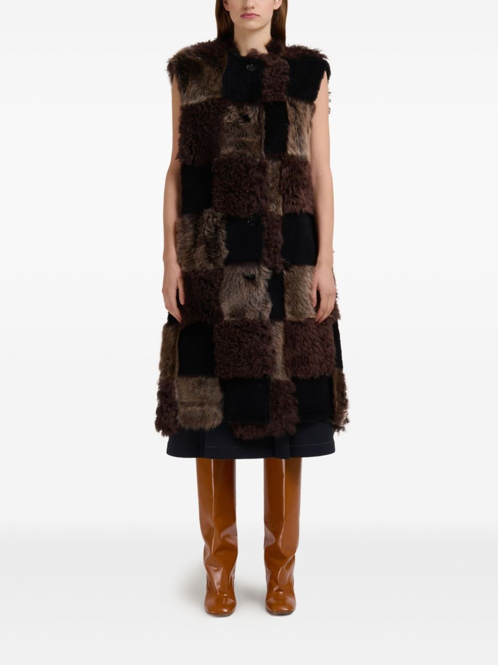 patchwork faux fur gilet - 2