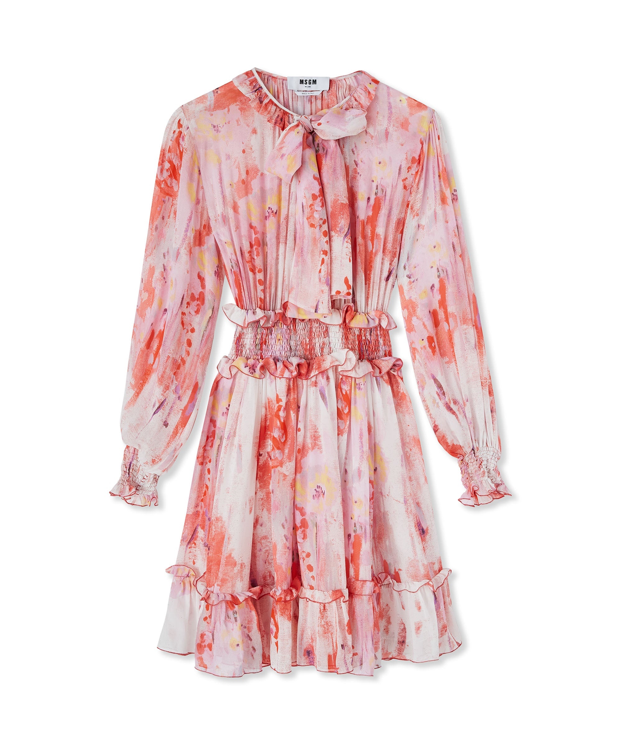 Short dress with georgette "artsy flower" print - 1