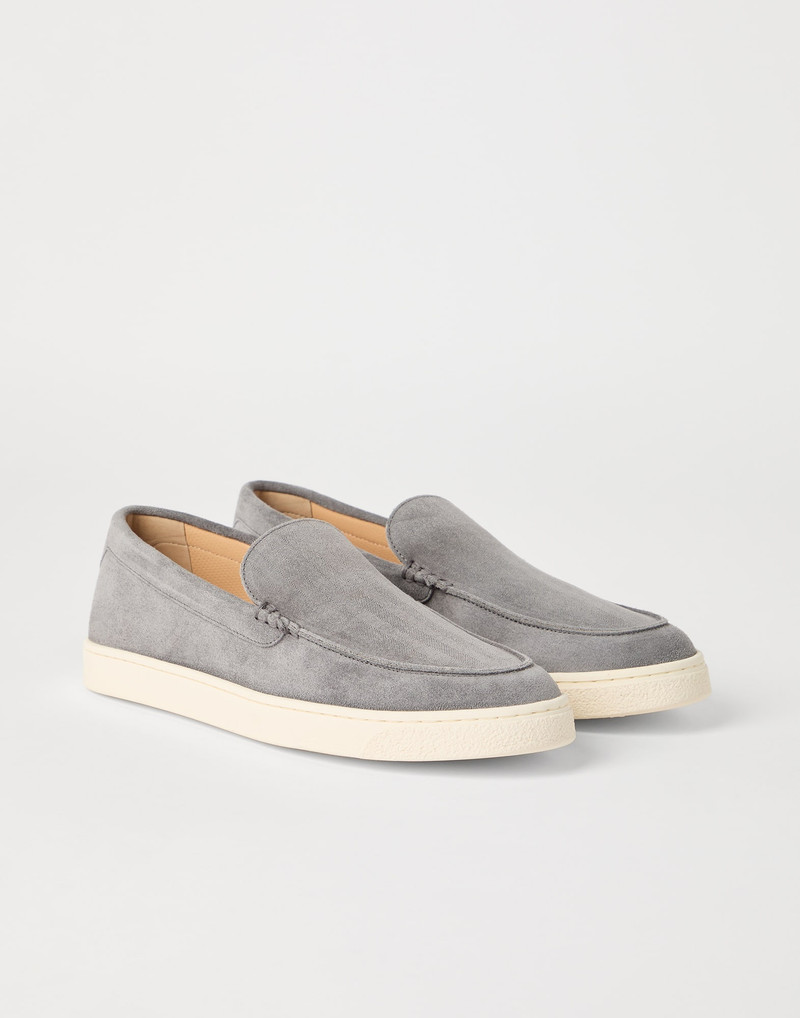 Chevron-effect suede loafers - 1