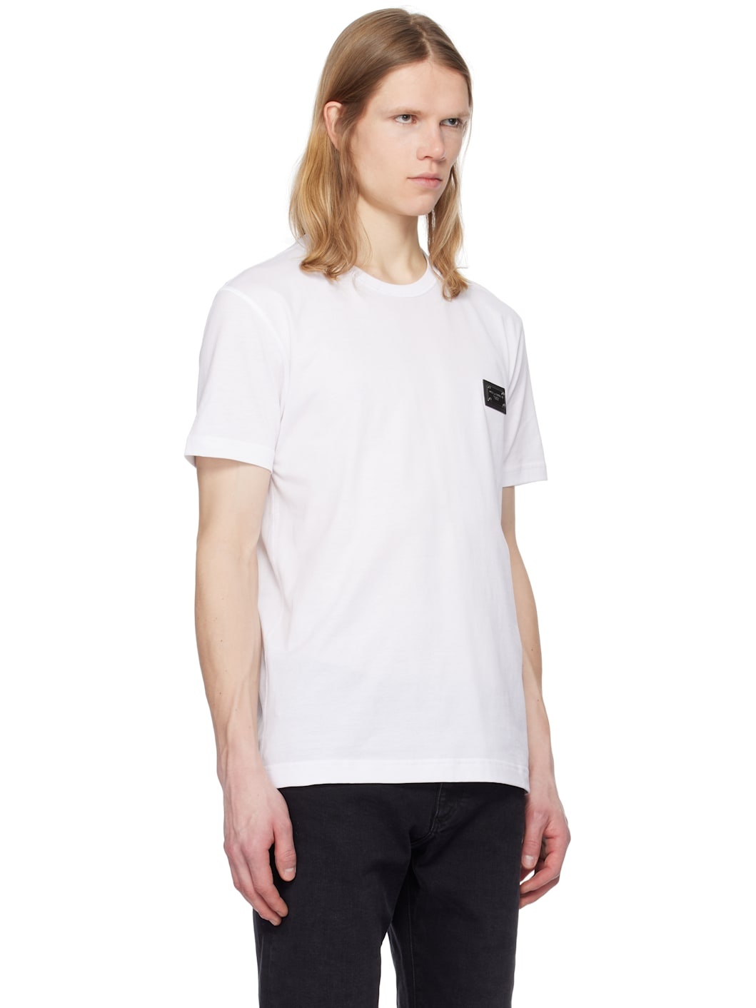 White Cotton Branded Tag T-shirt - 2