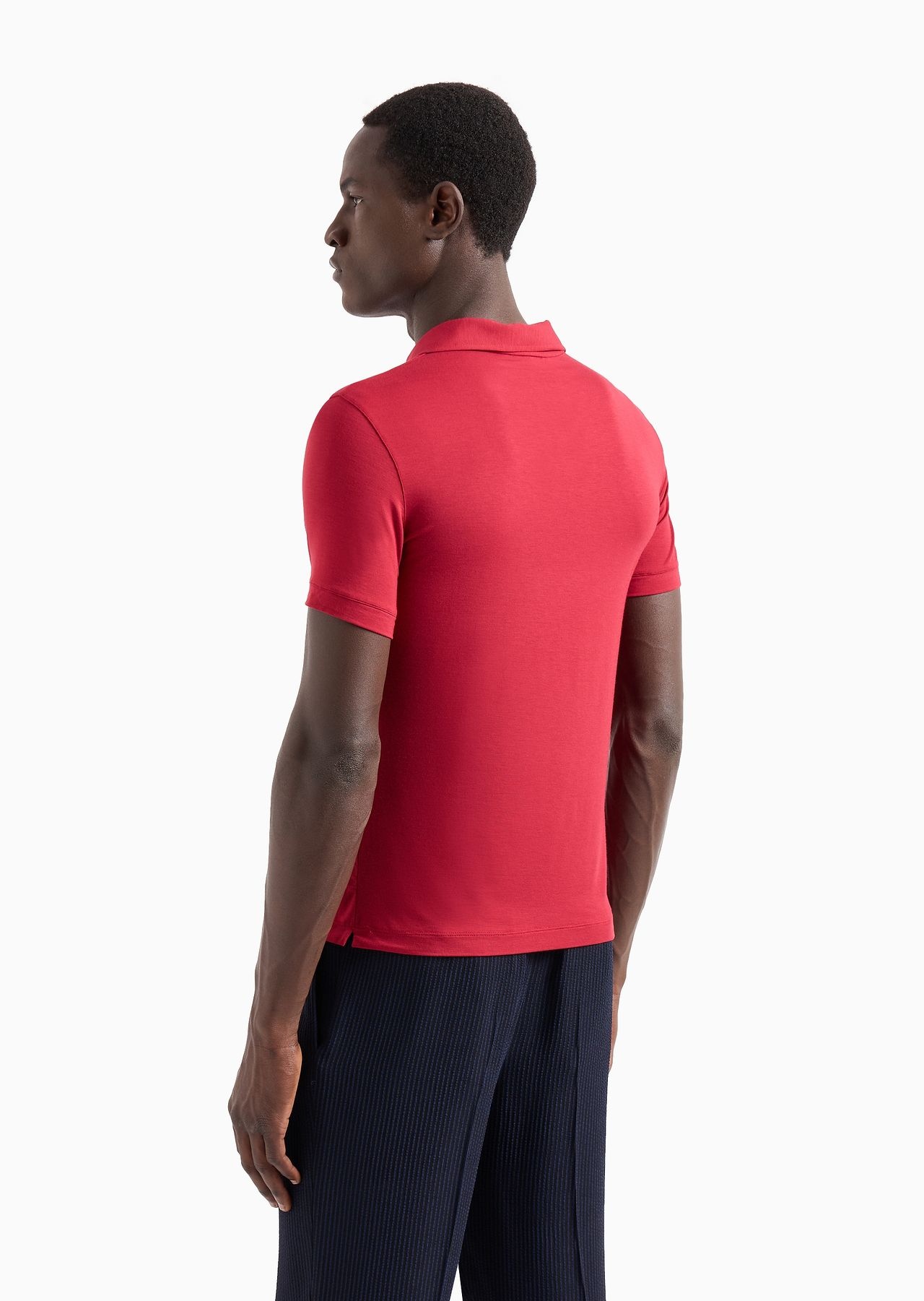 Stretch viscose jersey short-sleeved polo shirt - 5
