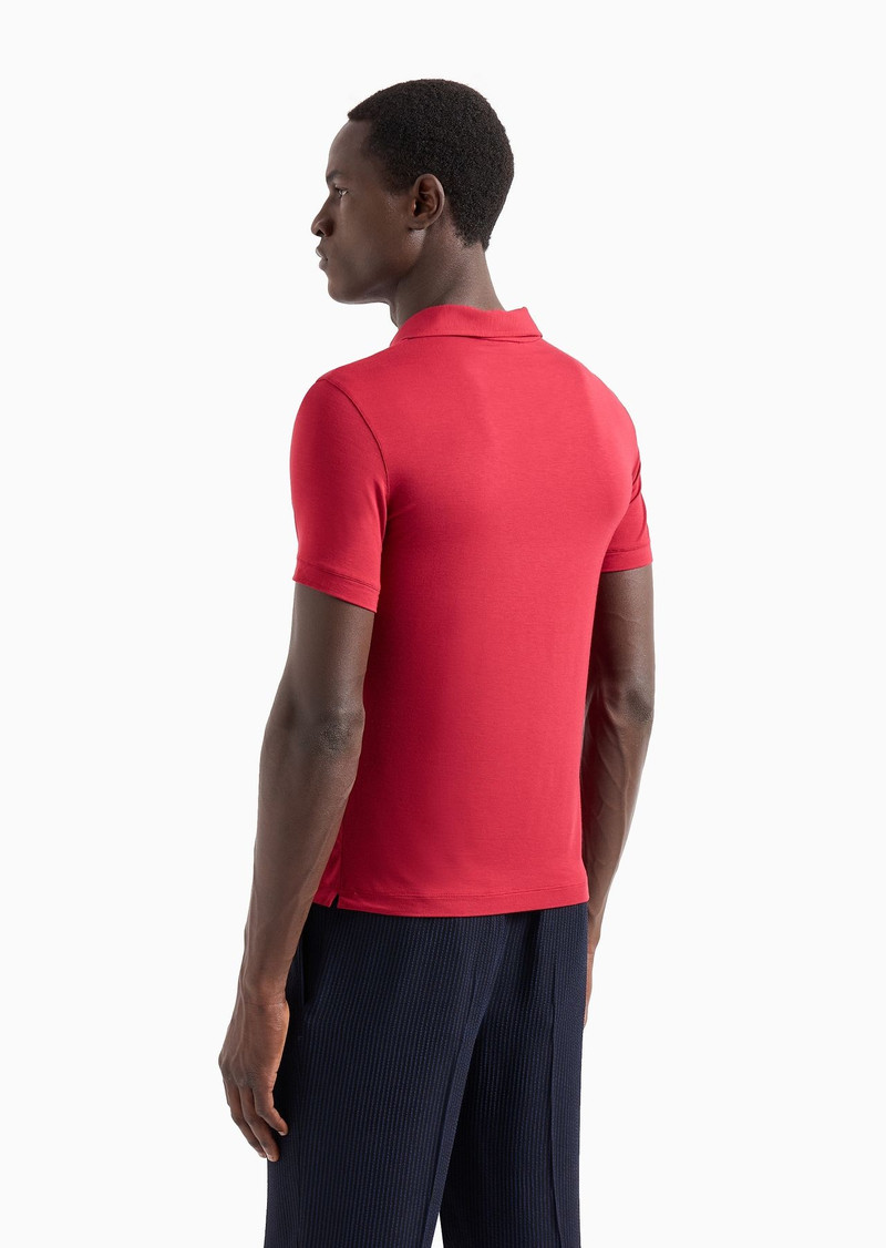 Stretch viscose jersey short-sleeved polo shirt 5