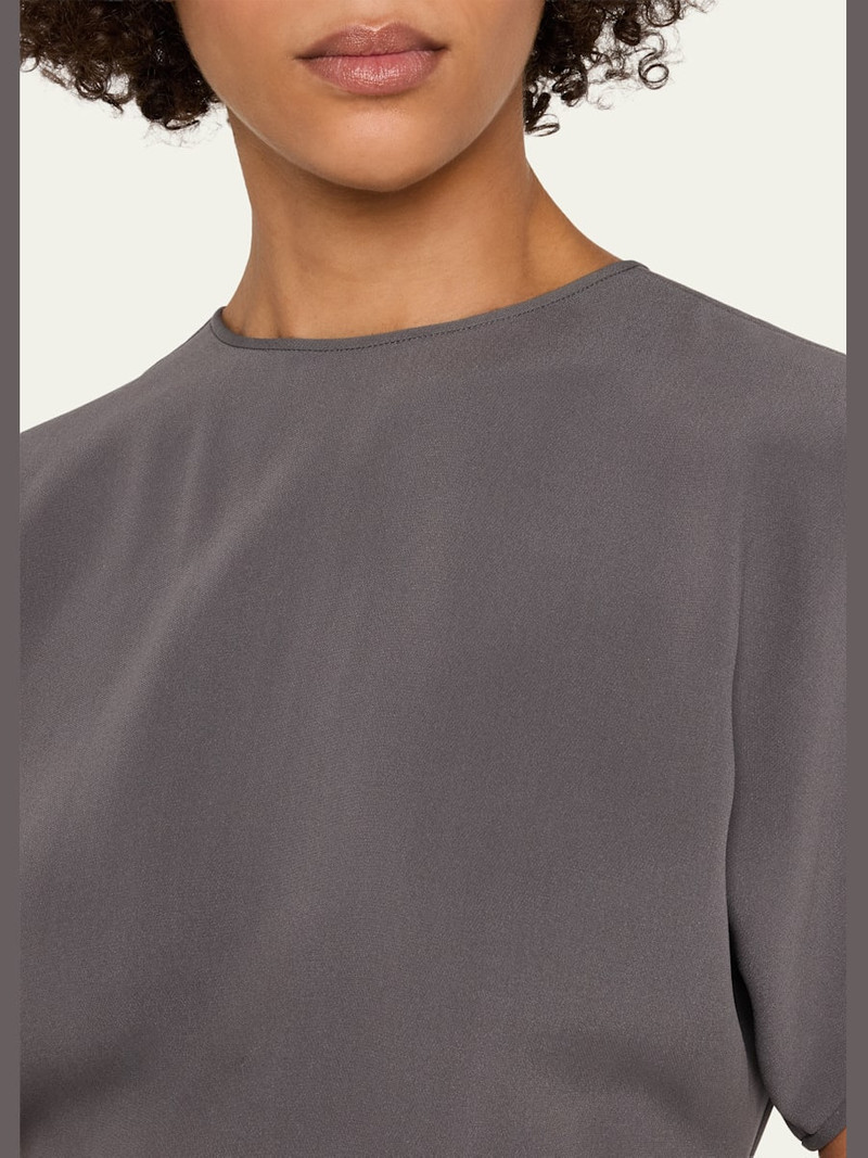 Pleated Washed Silk Crepe Dress 5