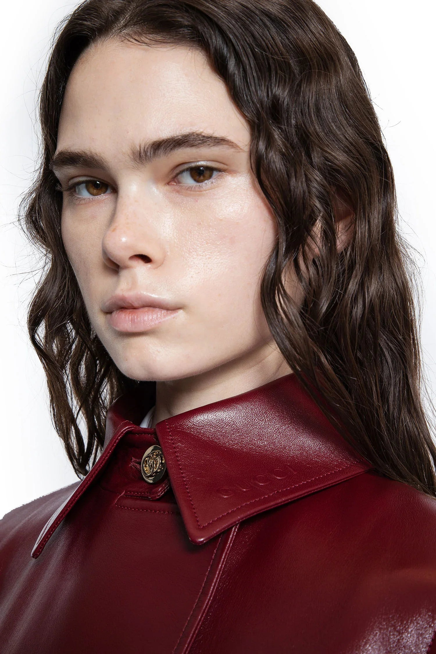 Shiny-Leather-Double-Breasted-Coat - 4