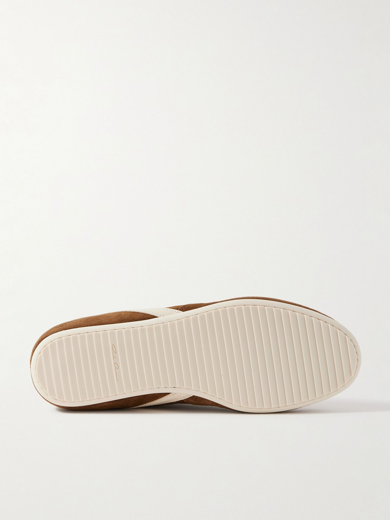 Leather-Trimmed Suede Sneakers Light brown - 3