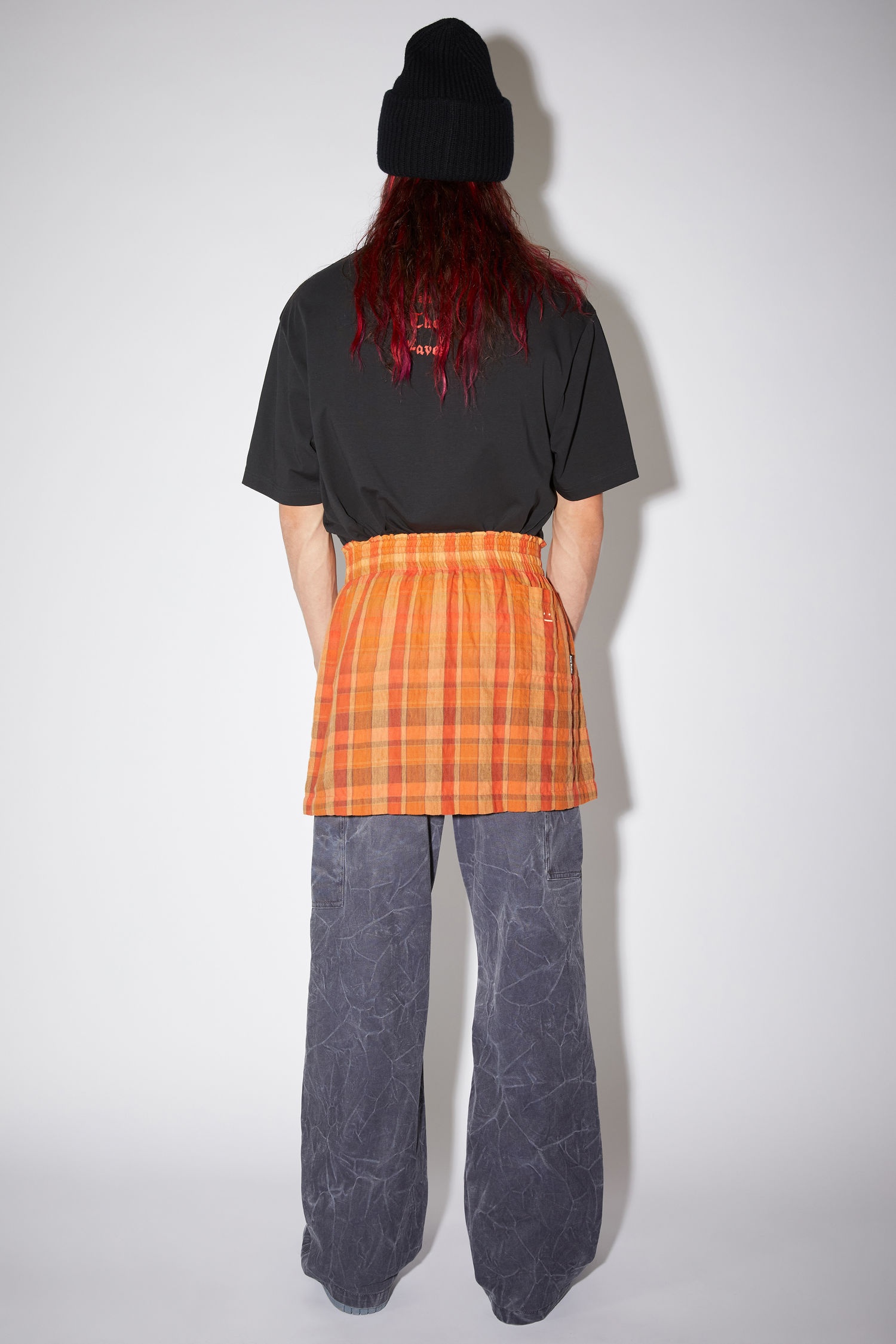 Flannel skirt - Brick red/apricot orange - 3
