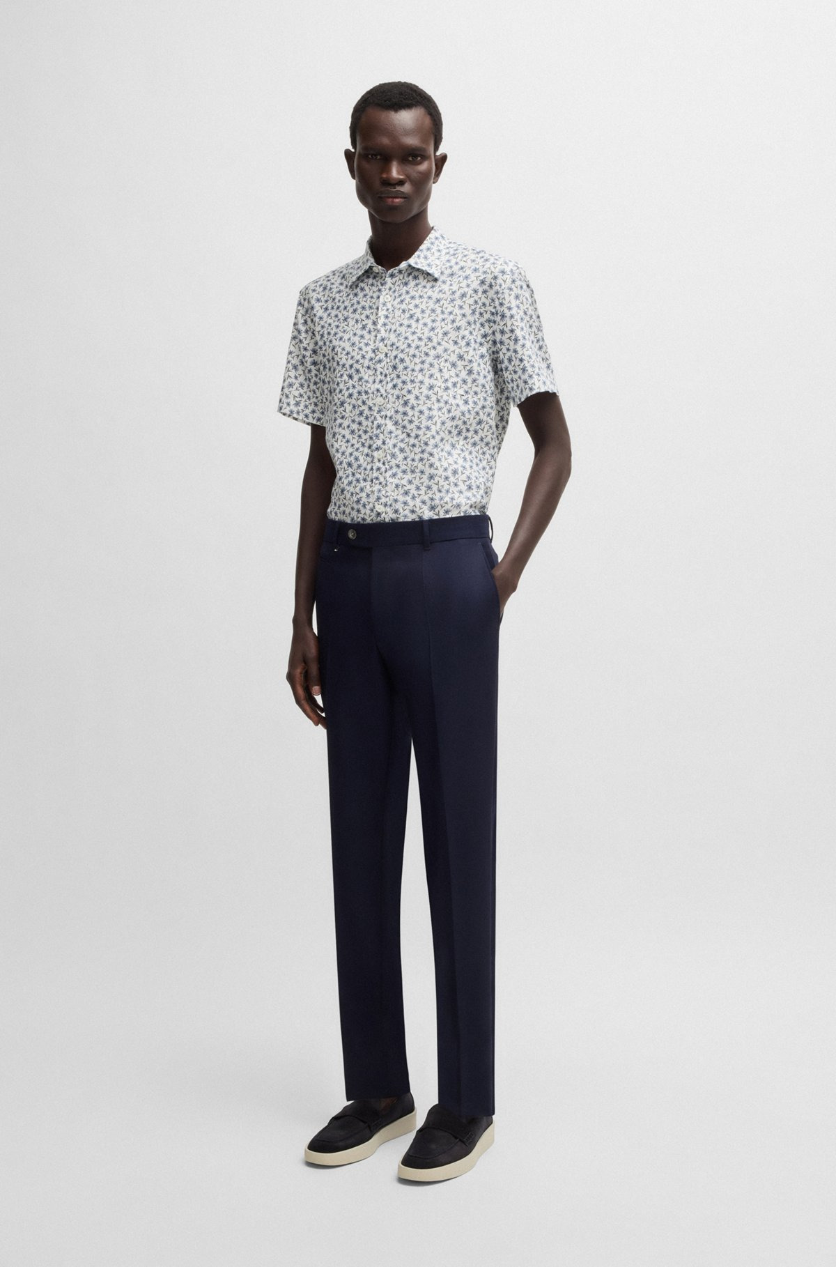 SLIM-FIT SHIRT IN FLORAL-PRINT STRETCH LINEN - 4