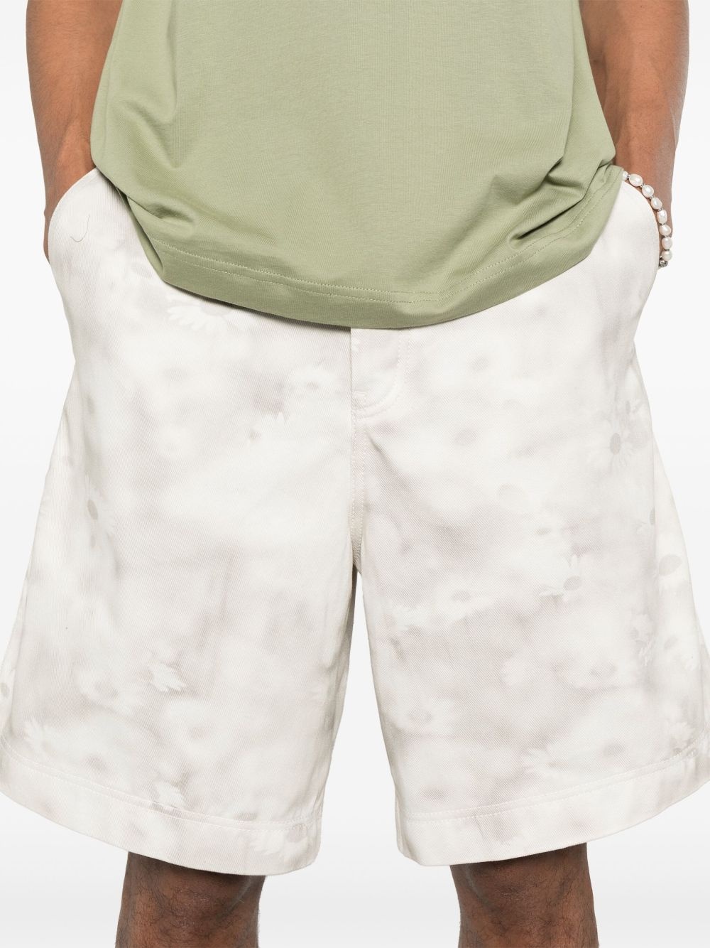 printed denim shorts - 5