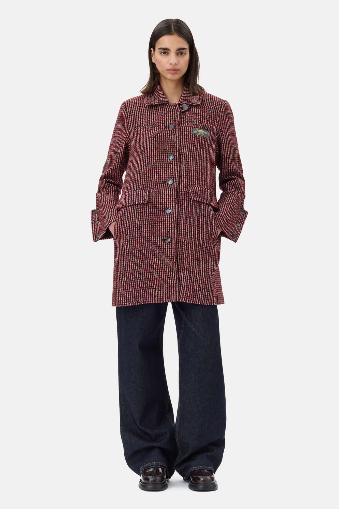 RED CHECK MIDI JACKET - 3
