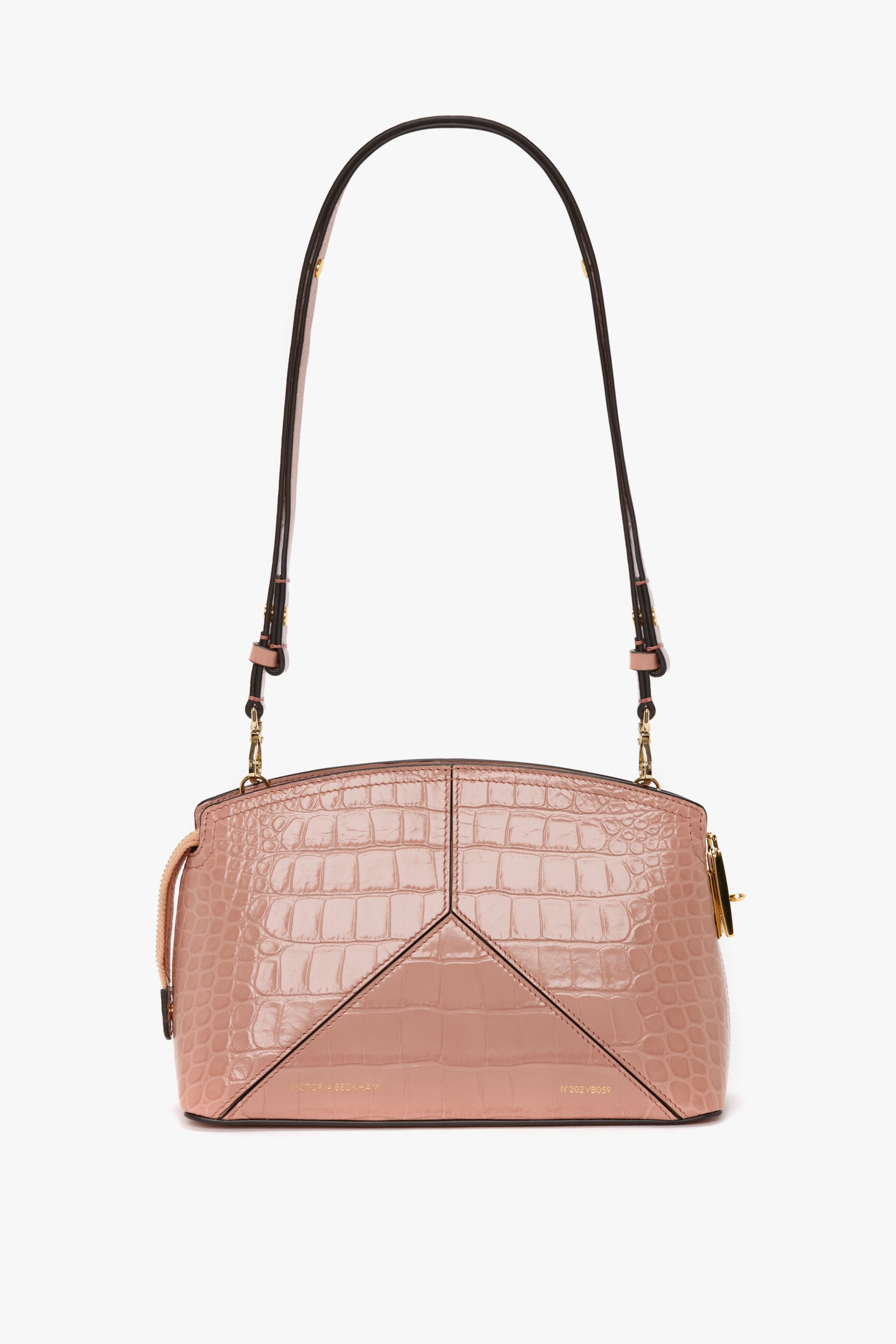 Victoria Crossbody Bag In Blush Pink Croc Embossed Leather - 2