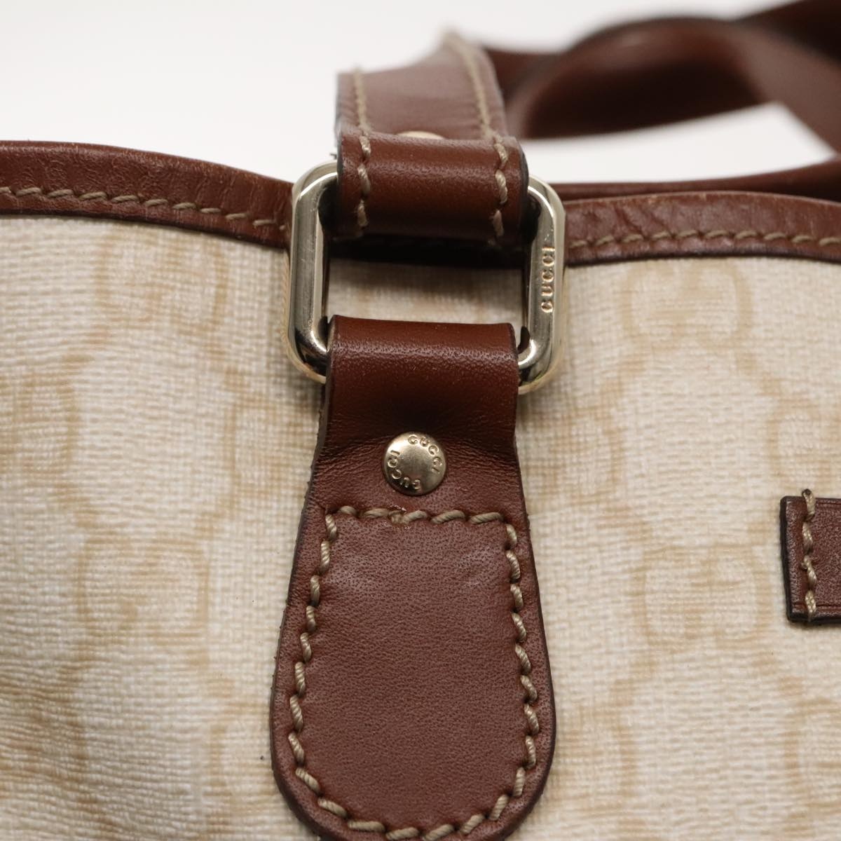 GUCCI GG Supreme Tote Bag Pvc Leather Gold White - 14