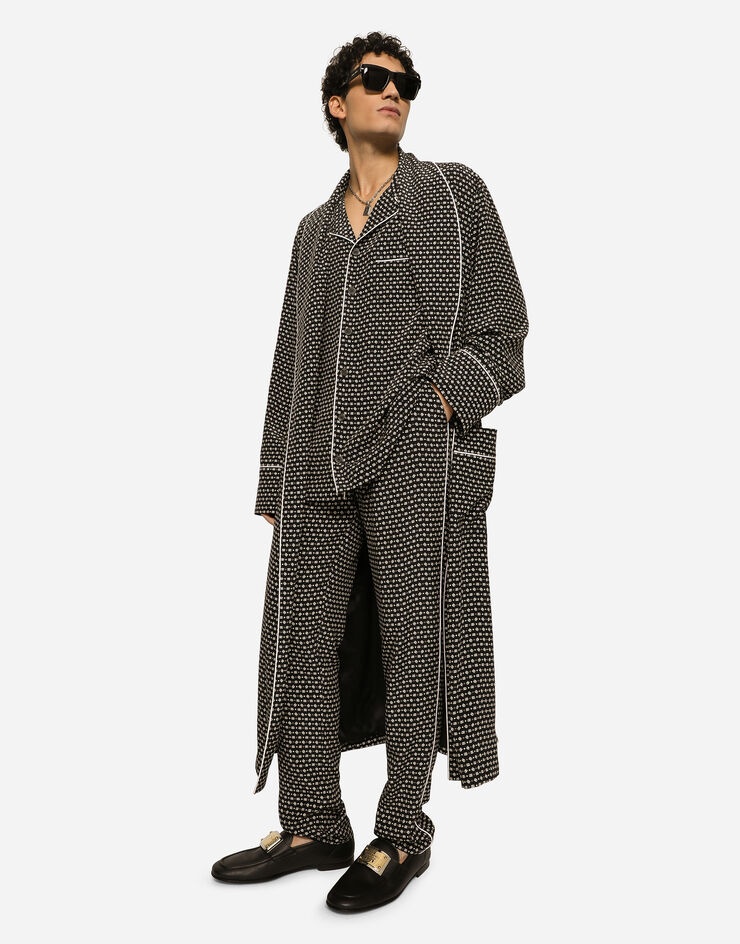 Crepe de chine robe with DG logo print - 5