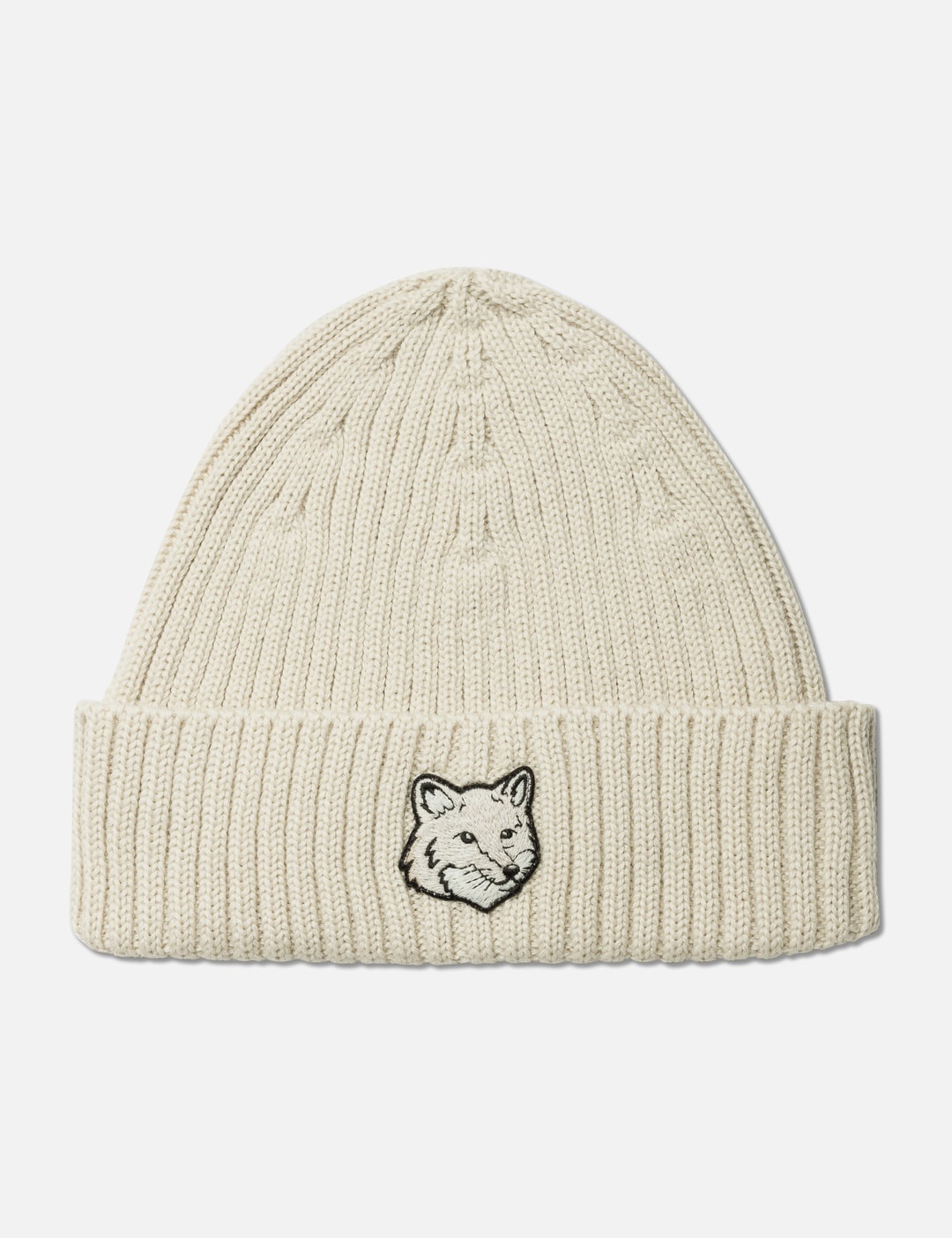 BOLD FOX HEAD PATCH RIBBED BEANIE - 1