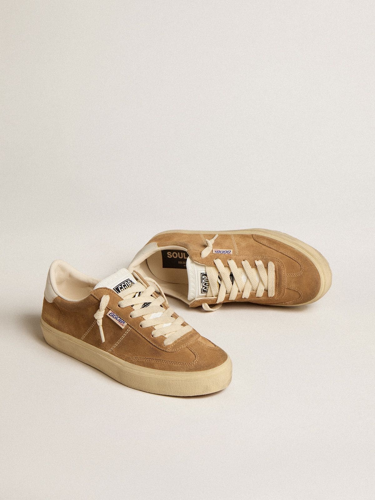 Women's Soul Star in camel-colored suede with white leather heel tab and tongue - 2