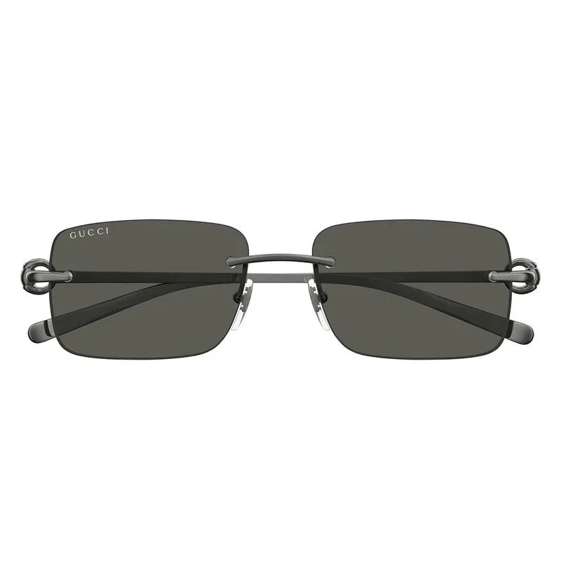 Gucci GG1703S001 Rectangle Rimless Ruthenium Sunglasses — Gray - 1