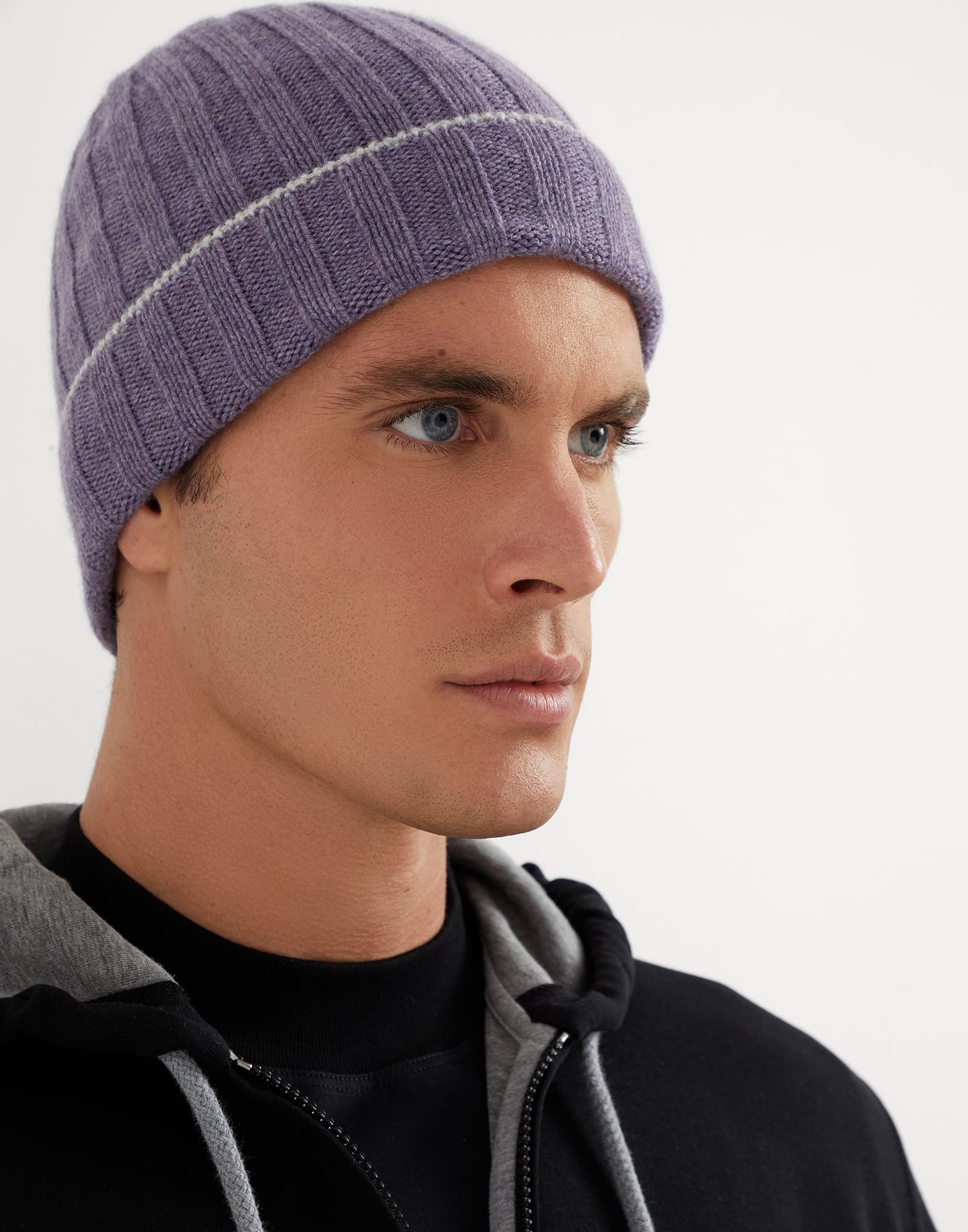 Cashmere rib knit beanie - 3