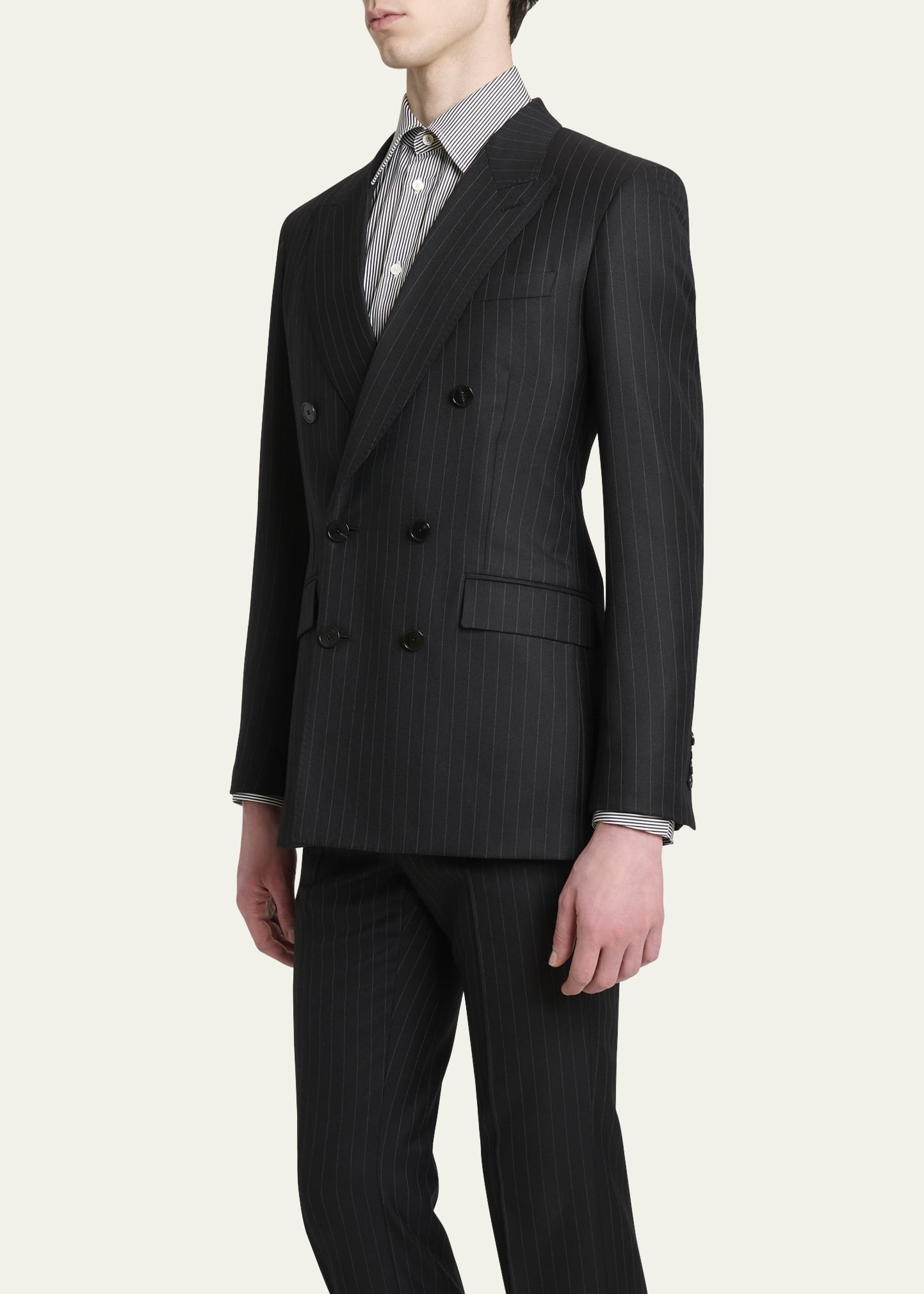 Men's Double-Breasted Pinstripe Sport Coat - 4