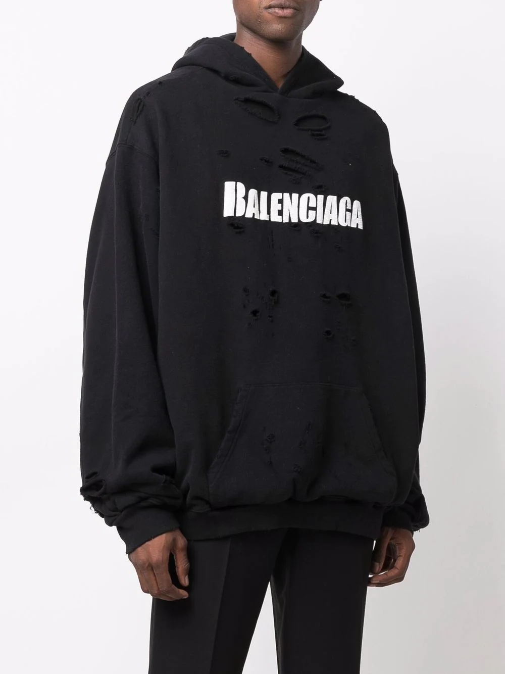 Balenciaga Logo Print distressed-finish Hoodie - Farfetch