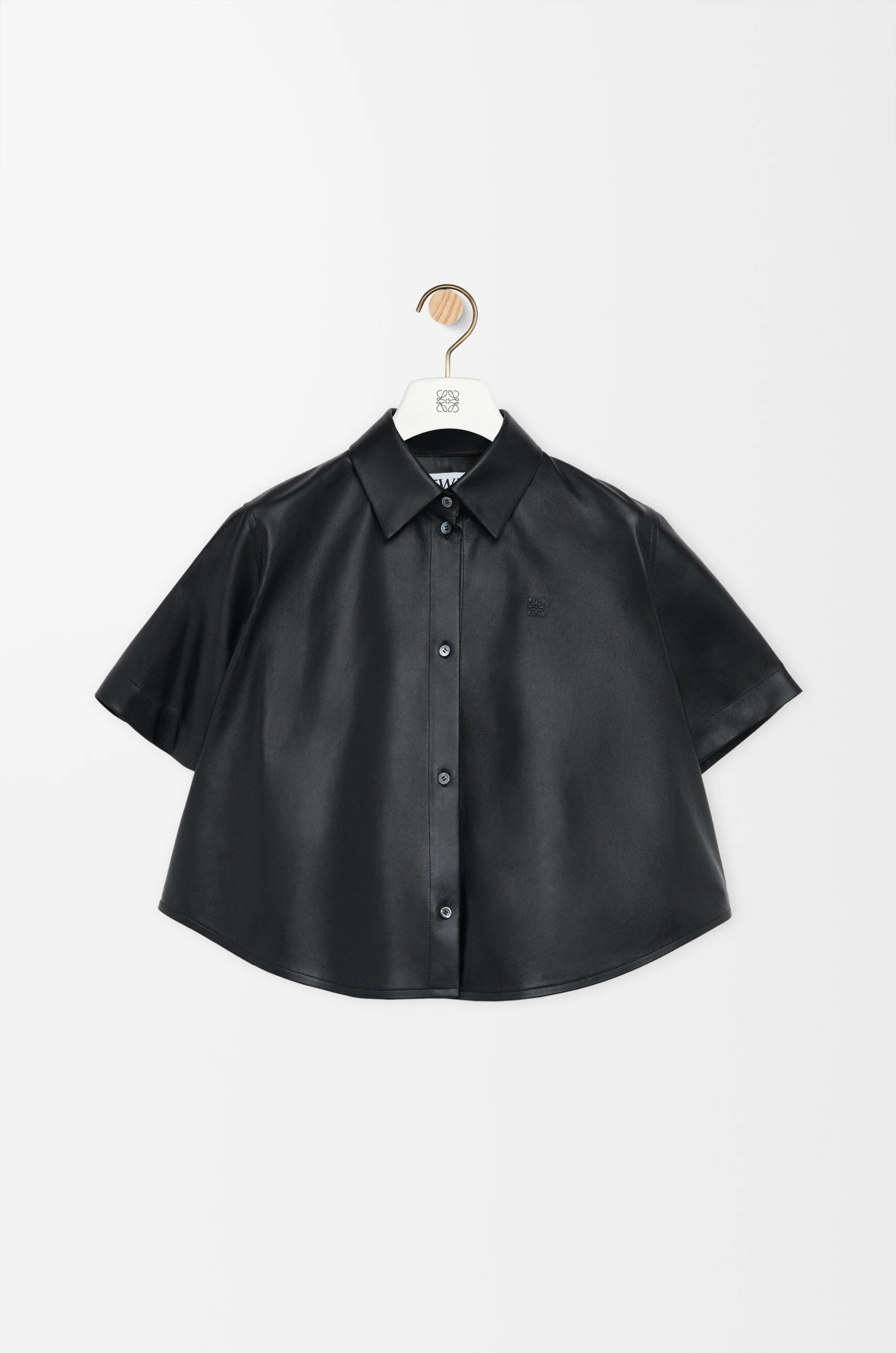 Short sleeve trapeze shirt in nappa lambskin - 1