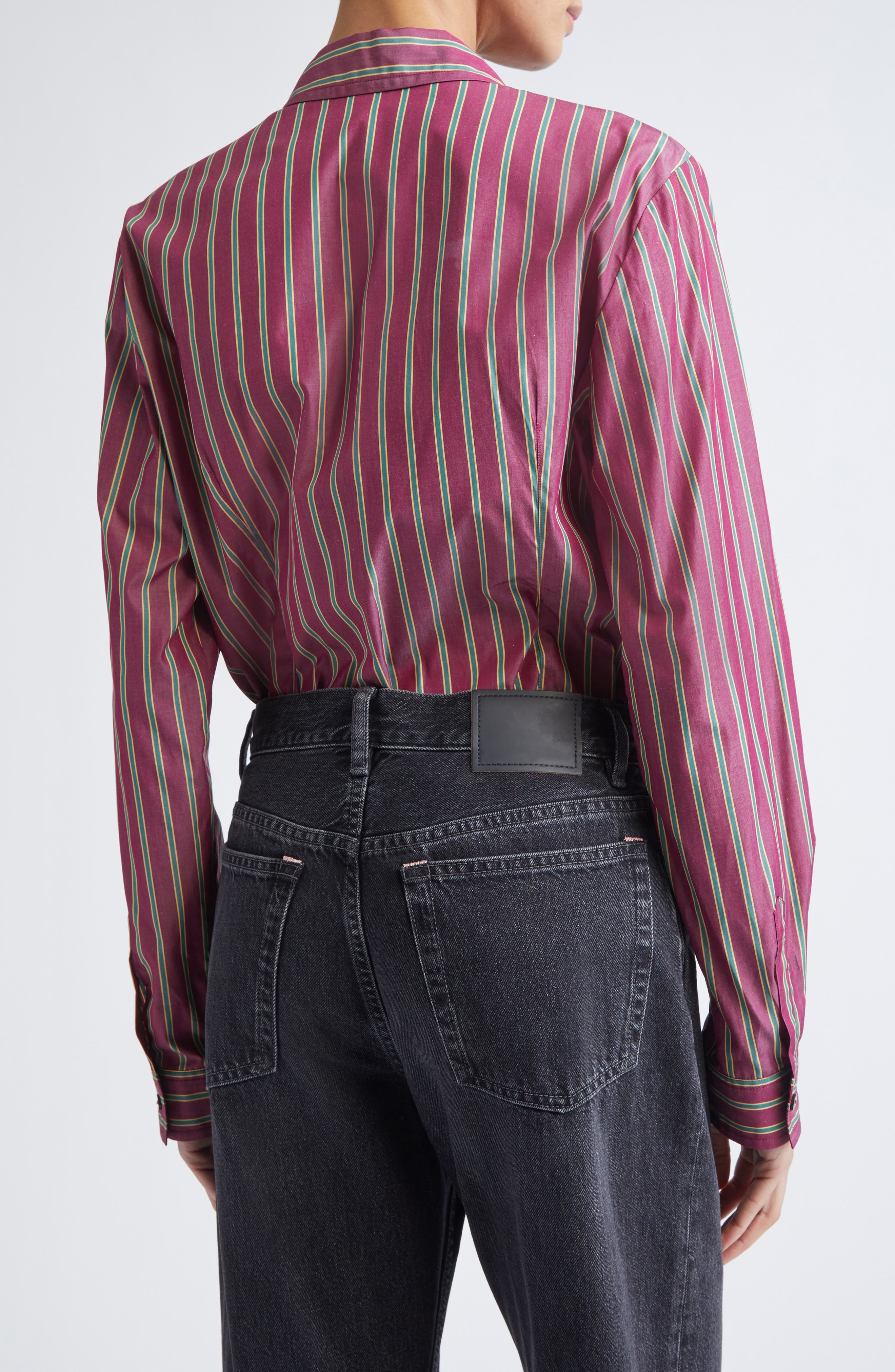 Etro Stripe Cotton Button-Up Shirt in Multicolor Bordeaux Base at Nordstrom - 2