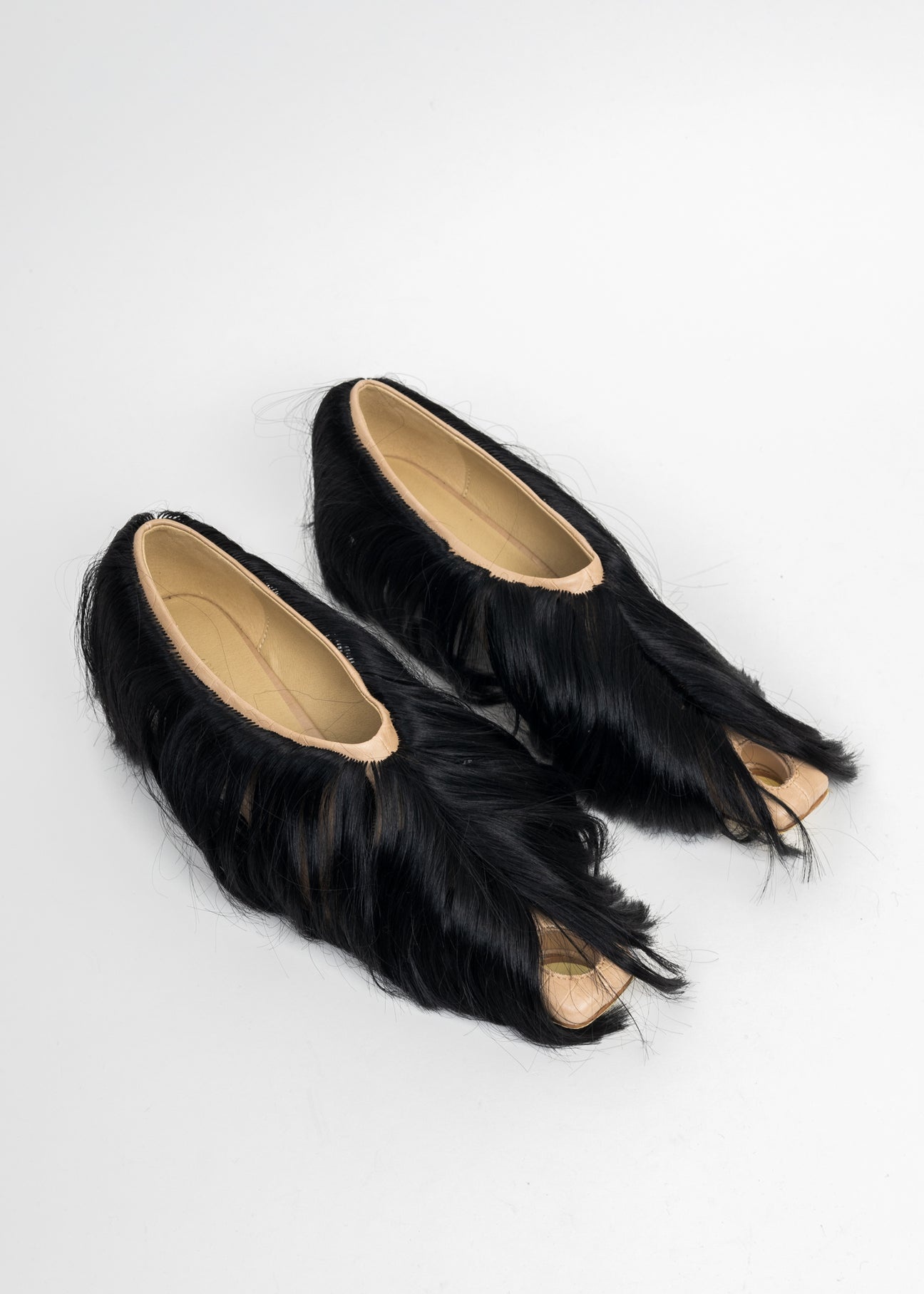 FICELLE WITH ONYX HAIR CUT-OUT HAIRY PUMP HEELS - 1