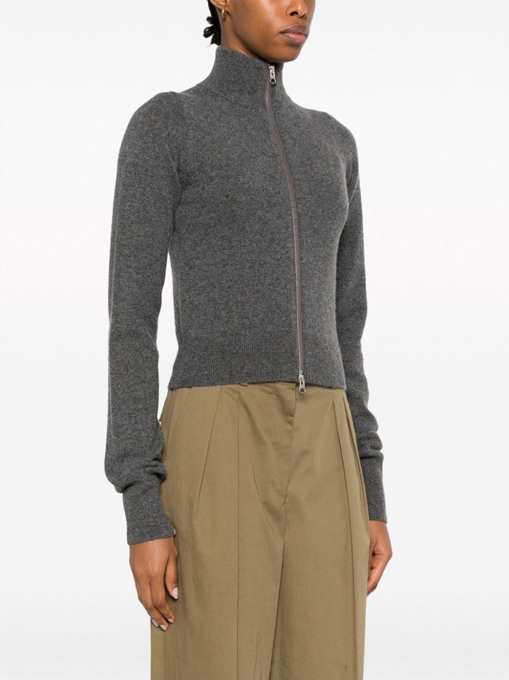zip-up knitted cardigan - 3