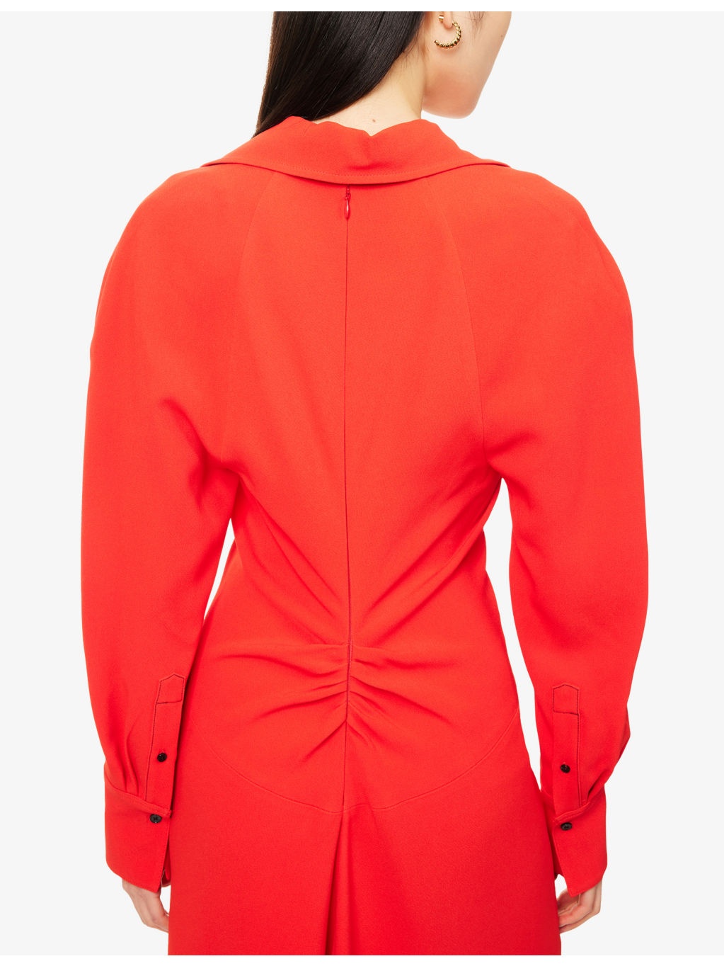 Polo-Collar Ruched Stretch-Woven Midi Dress - 5