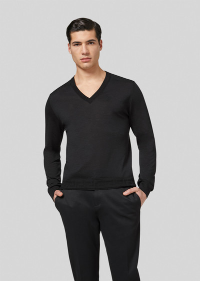 VERSACE Greca Accent V Neck Silk Sweater outlook