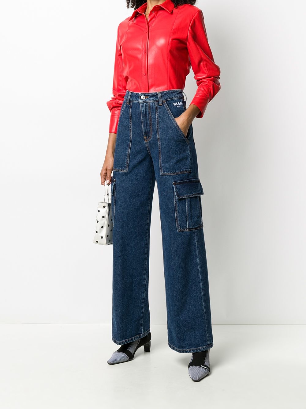 wide-leg cargo jeans - 2