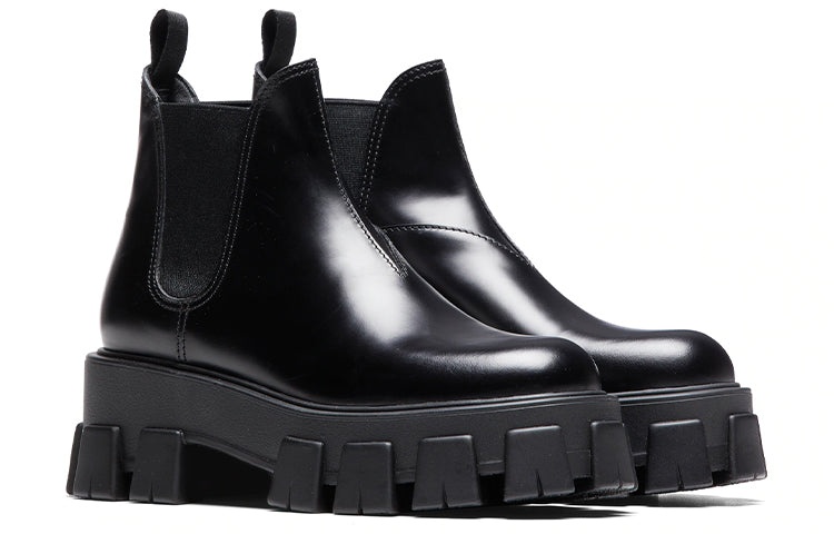 (WMNS) PRADA Monolith Brushed Leather Chelsea Boots 'Black' 1T725L_B4L_F0002_F_A055 - 3