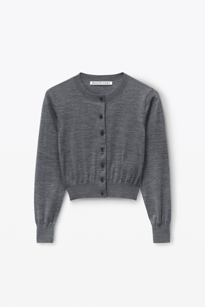 logo cropped cardi  in superfine merino 1