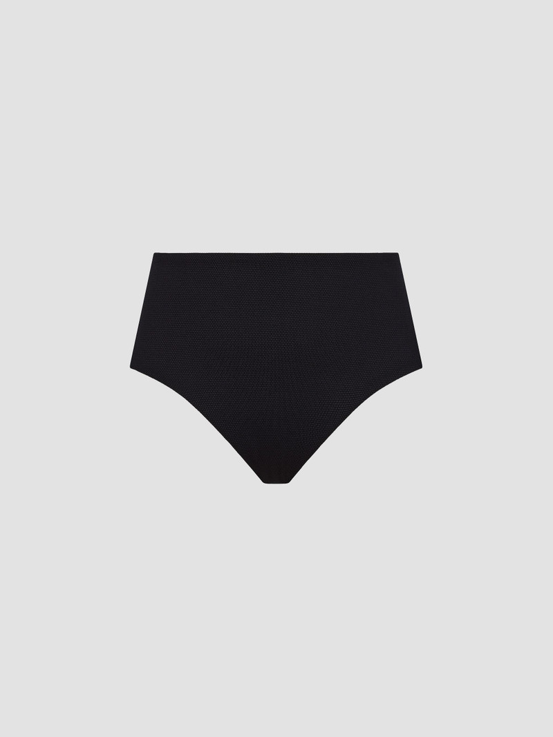 Women's Pique High-Waist Bikini Bottoms - Very Black 1