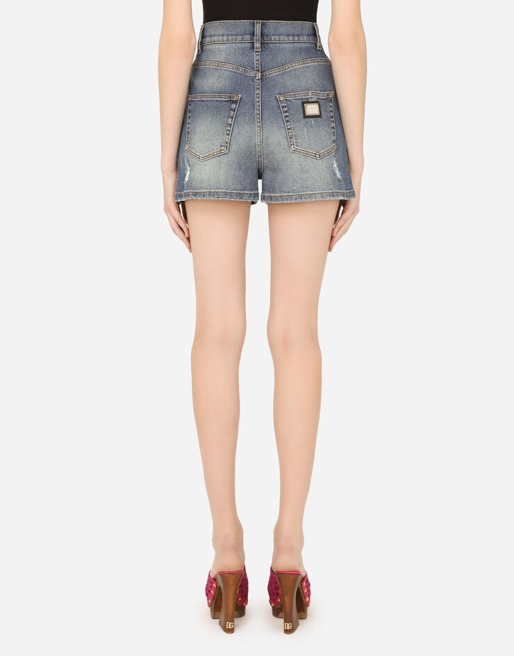 Denim shorts with ripped details - 2