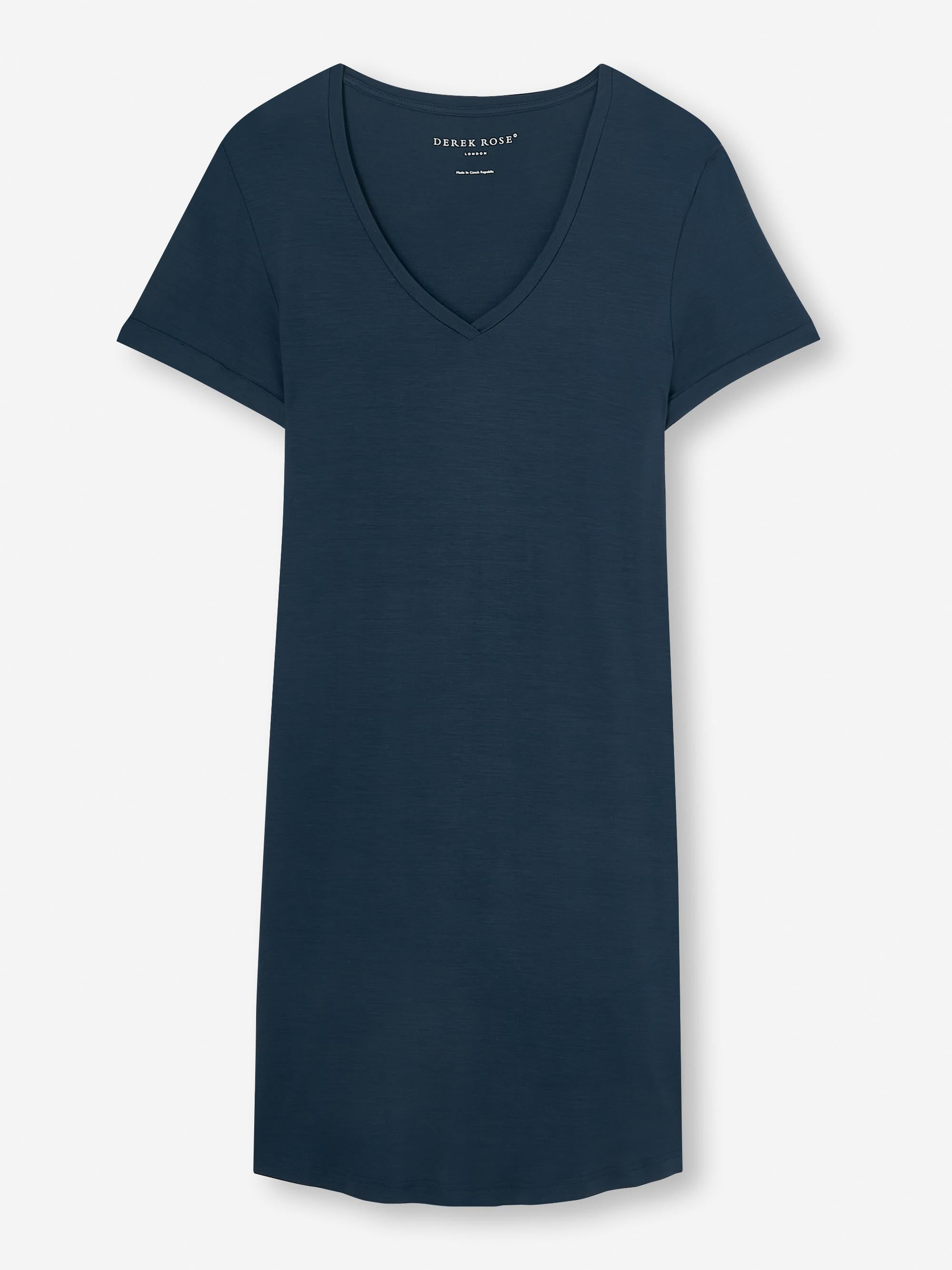 Women's V-Neck Sleep T-Shirt Lara Micro Modal Stretch Navy - 8