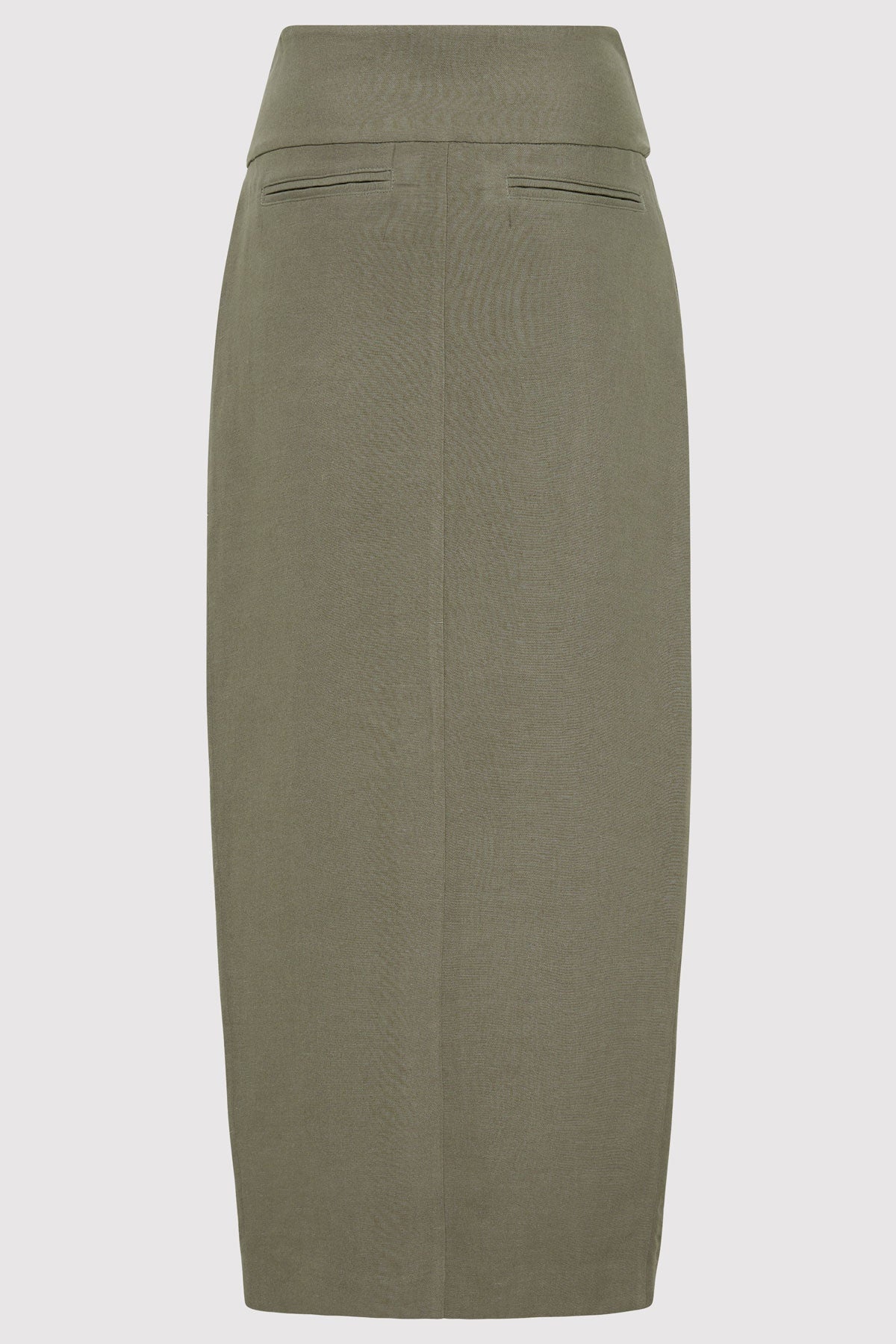 Wide Waistband Column Skirt - Smokey Olive - 7