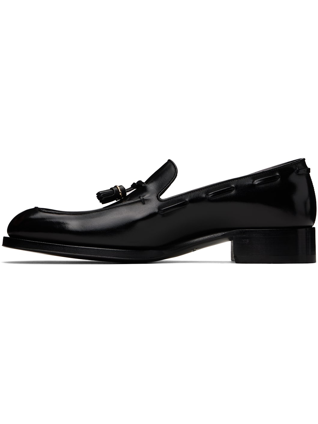 Black Burnished Leather Edgar Tassel Loafers - 3