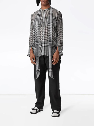 Burberry Runway check tie-neck shirt outlook