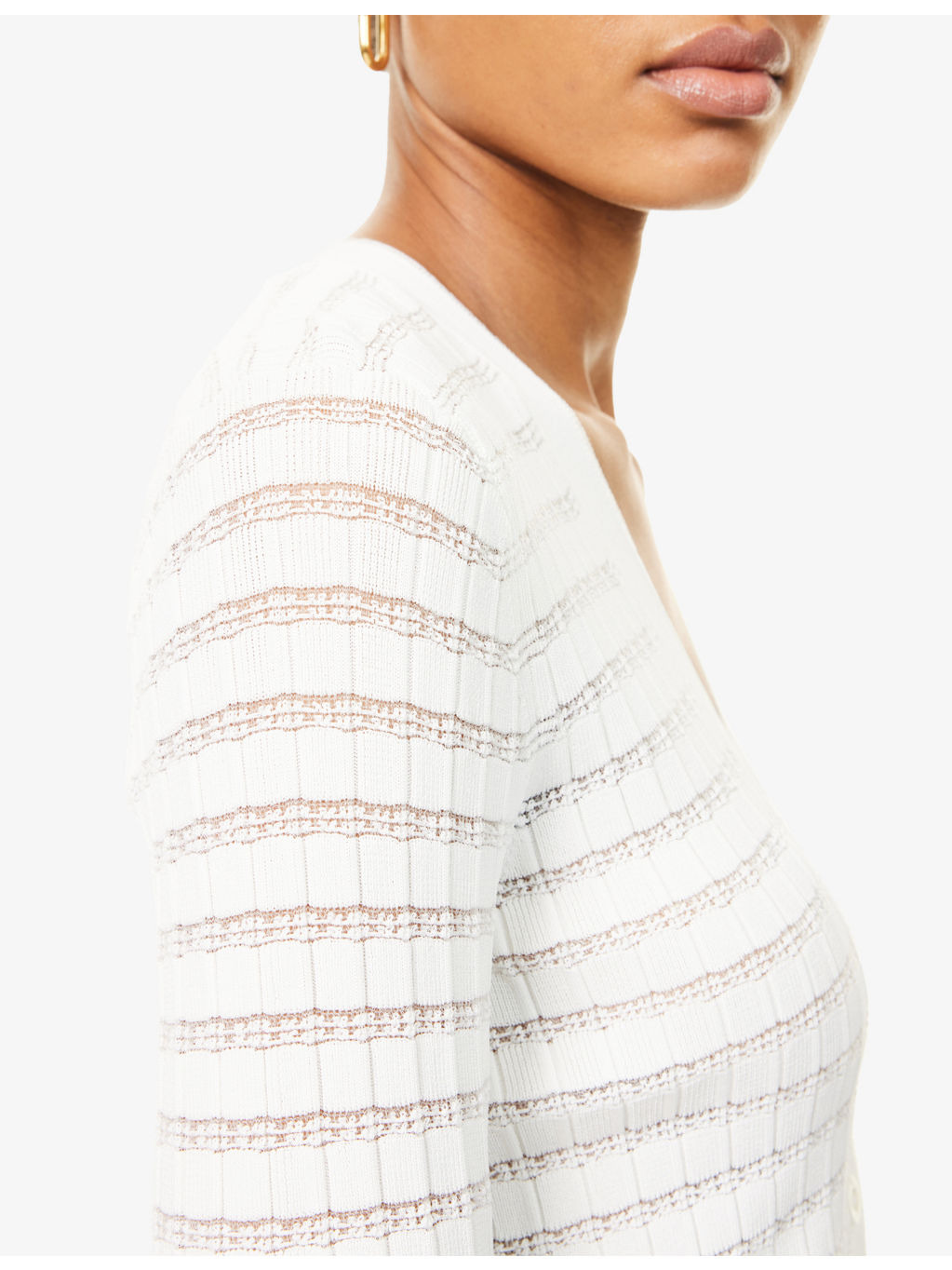 V-Neck Ribbed Knitted Cardigan - 5