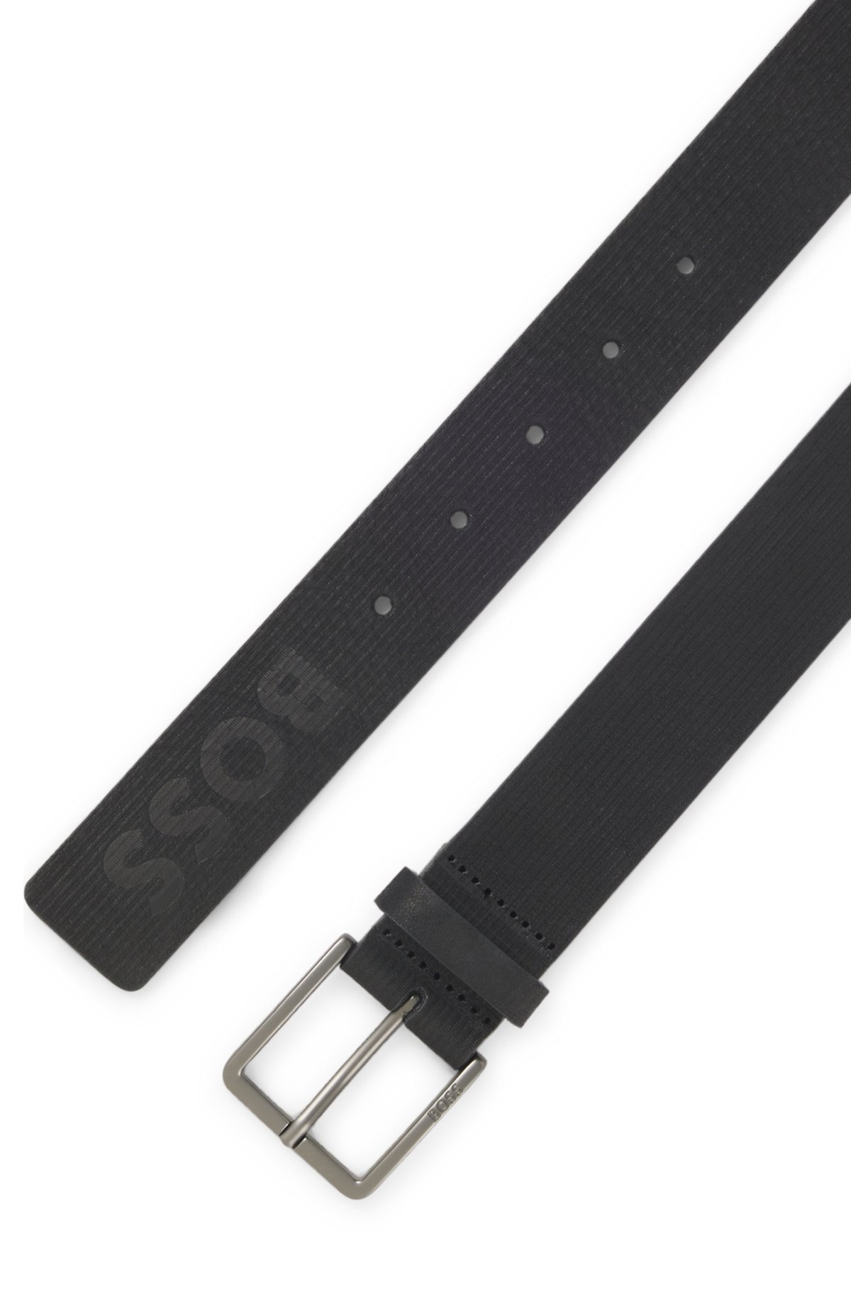 ITALIAN-LEATHER BELT WITH STRIPE PATTERN AND LOGO - 3