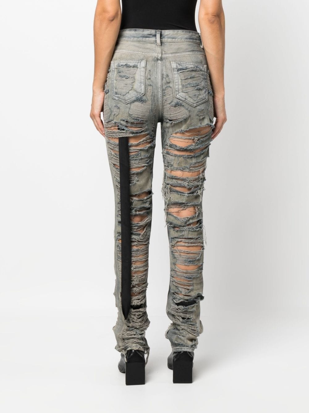 distressed-finish slim-cut jeans - 4